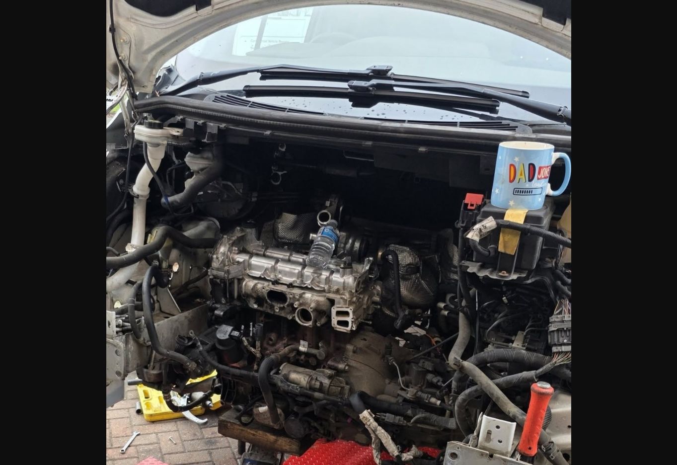 Engine repair in progress