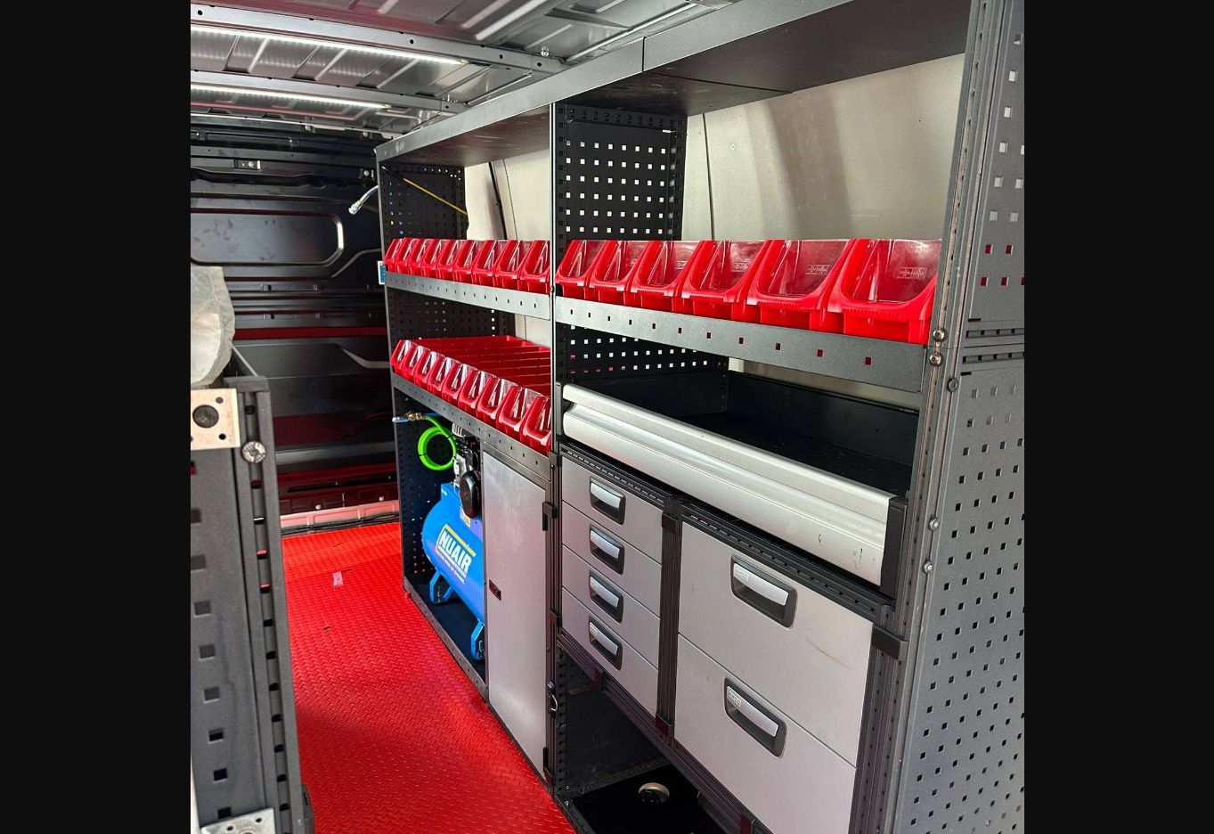 Organised storage inside the Midland Truck Tech mobile workshop